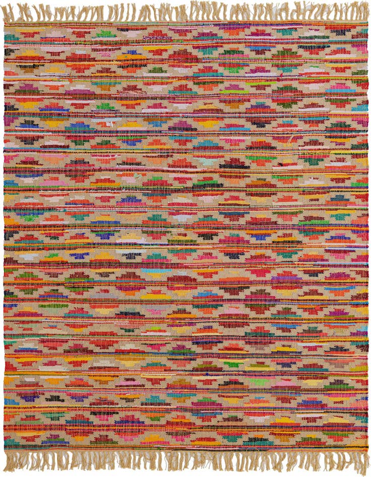 Detail image of 7' 1 x 10' Hand Woven Chindi Trellis Rug