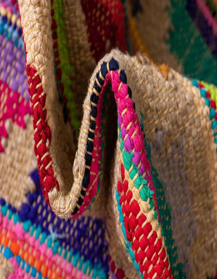 Detail image of 9' x 12'  Hand Woven Chindi Trellis Rug