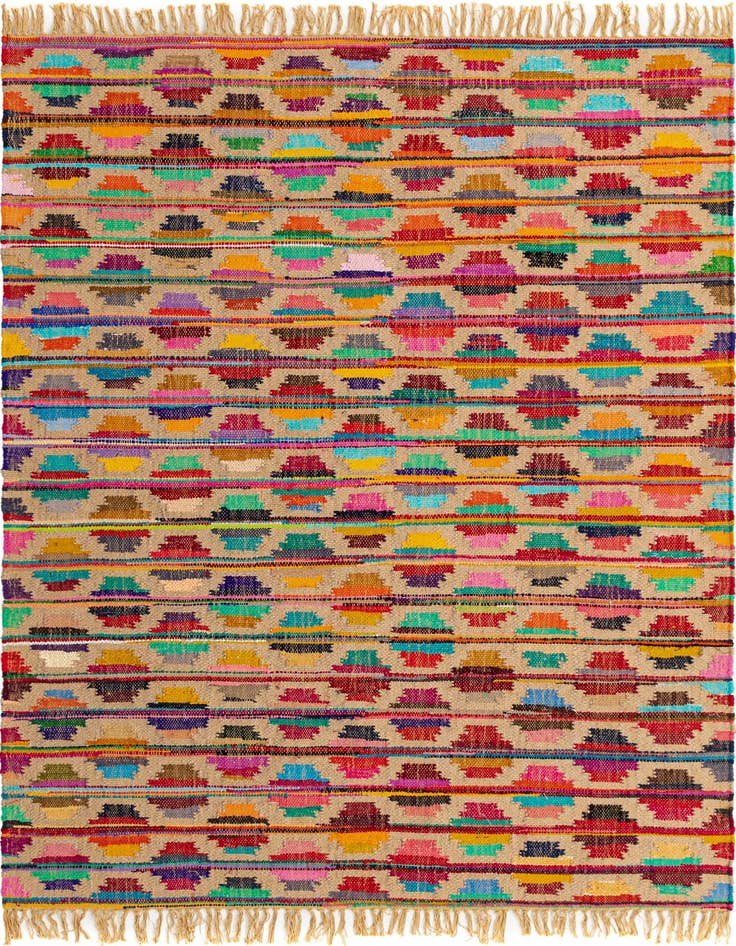 Detail image of 5' 1 x 8' Hand Woven Chindi Trellis Rug