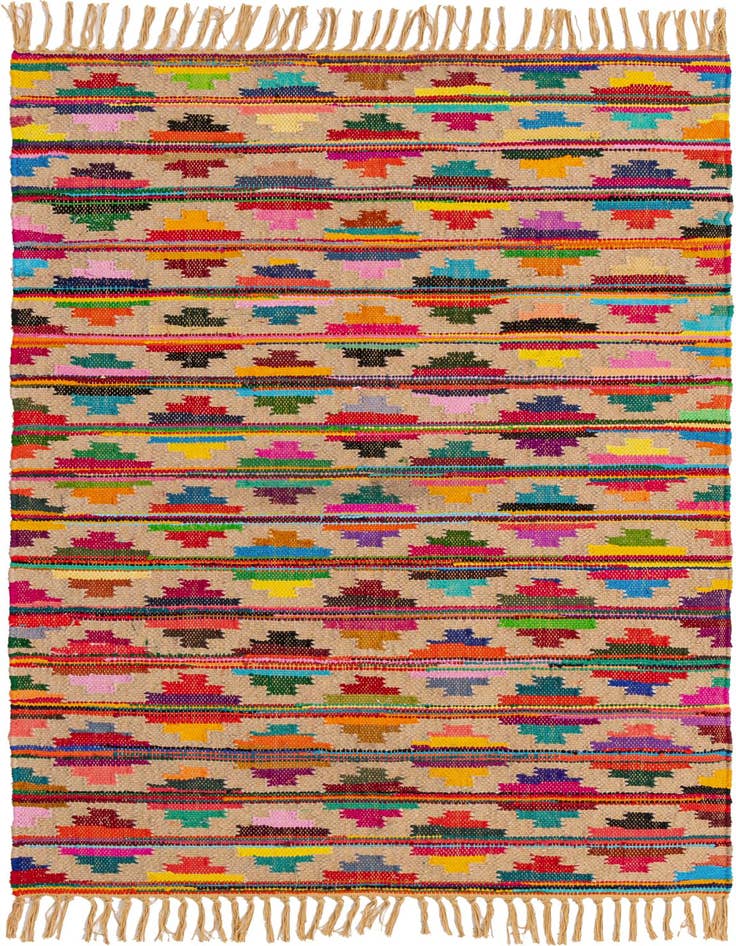 Detail image of 4' 1 x 6' 1 Hand Woven Chindi Trellis Rug