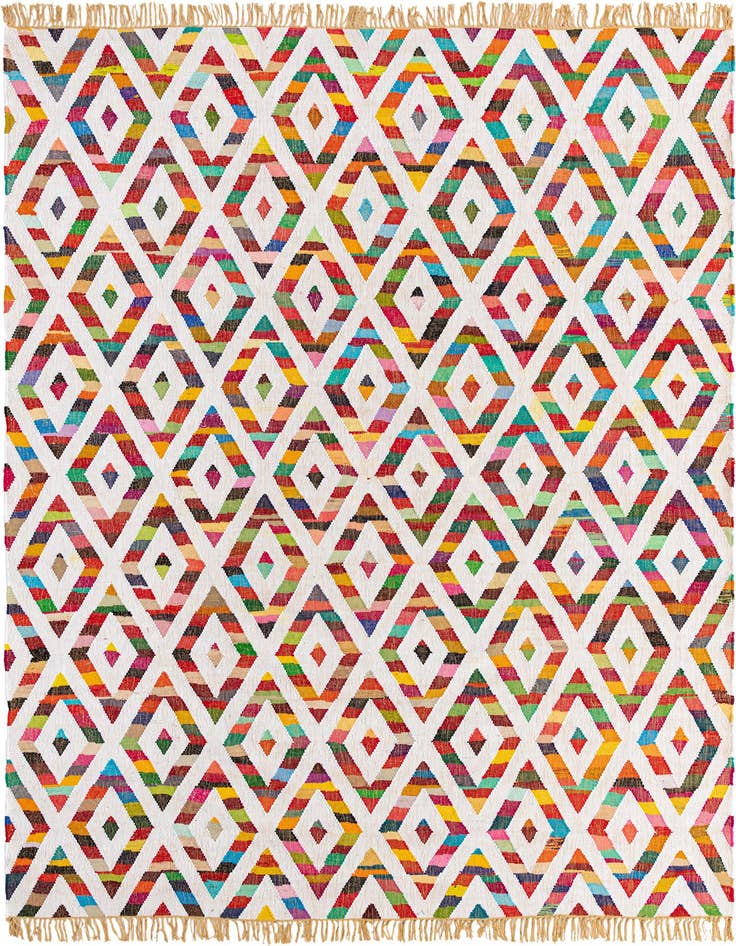 Detail image of 9' x 12' Hand Woven Chindi Trellis Rug