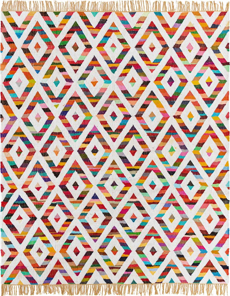 Detail image of 8' x 11' Hand Woven Chindi Trellis Rug