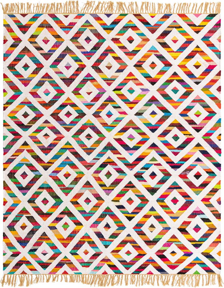 Detail image of 7' 1 x 10' Hand Woven Chindi Trellis Rug