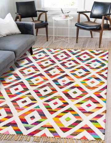 2' x 3' 1 Hand Woven Chindi Trellis Rug