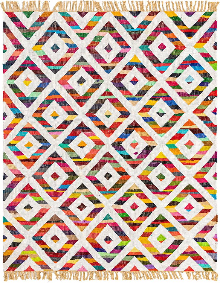 Detail image of 5' 1 x 8' Hand Woven Chindi Trellis Rug