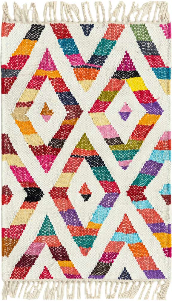 2' x 3' 1 Hand Woven Chindi Trellis Rug