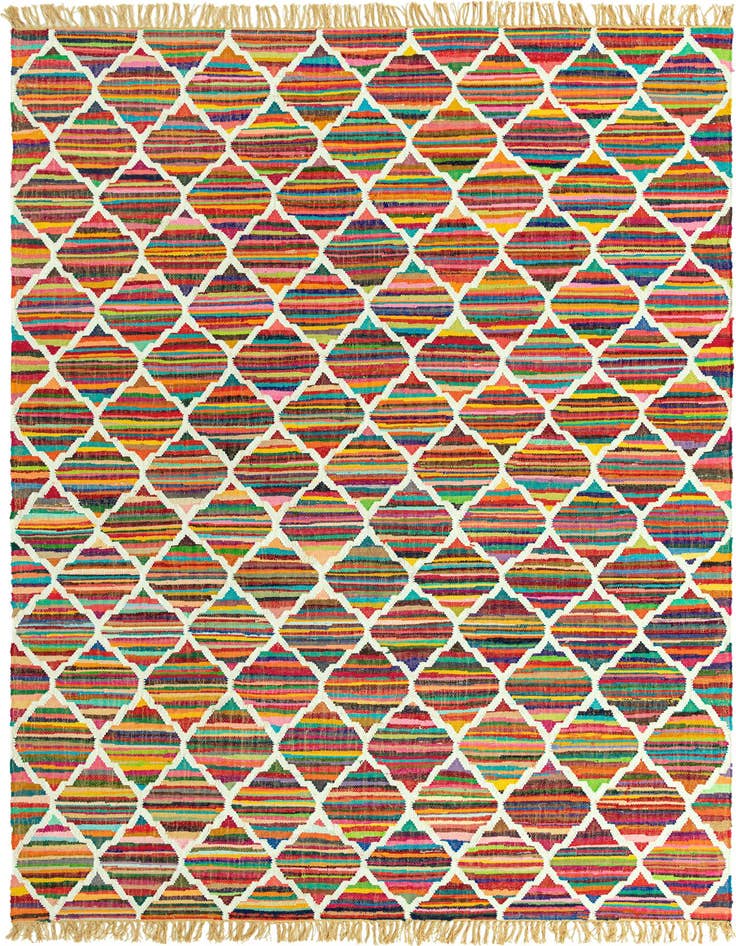 Detail image of 9' x 12' Hand Woven Chindi Trellis Rug