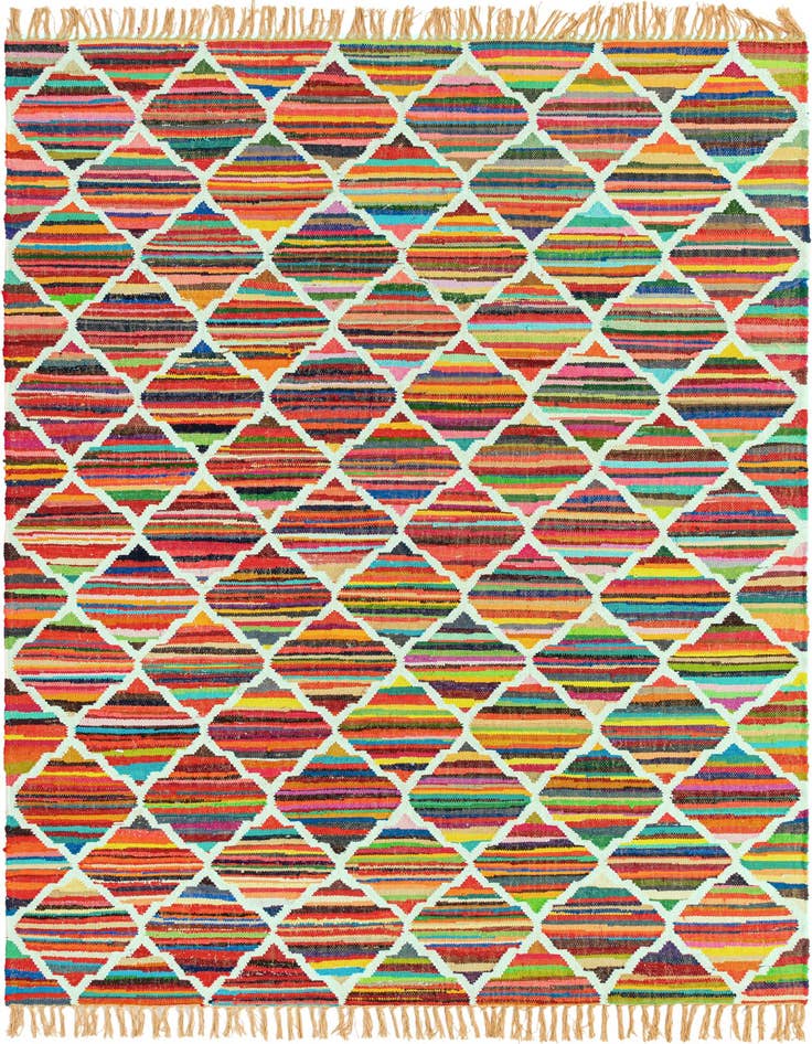 Detail image of 7' 1 x 10' Hand Woven Chindi Trellis Rug