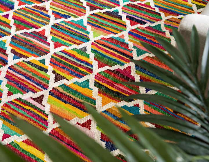 2' x 3' 1 Hand Woven Chindi Trellis Rug