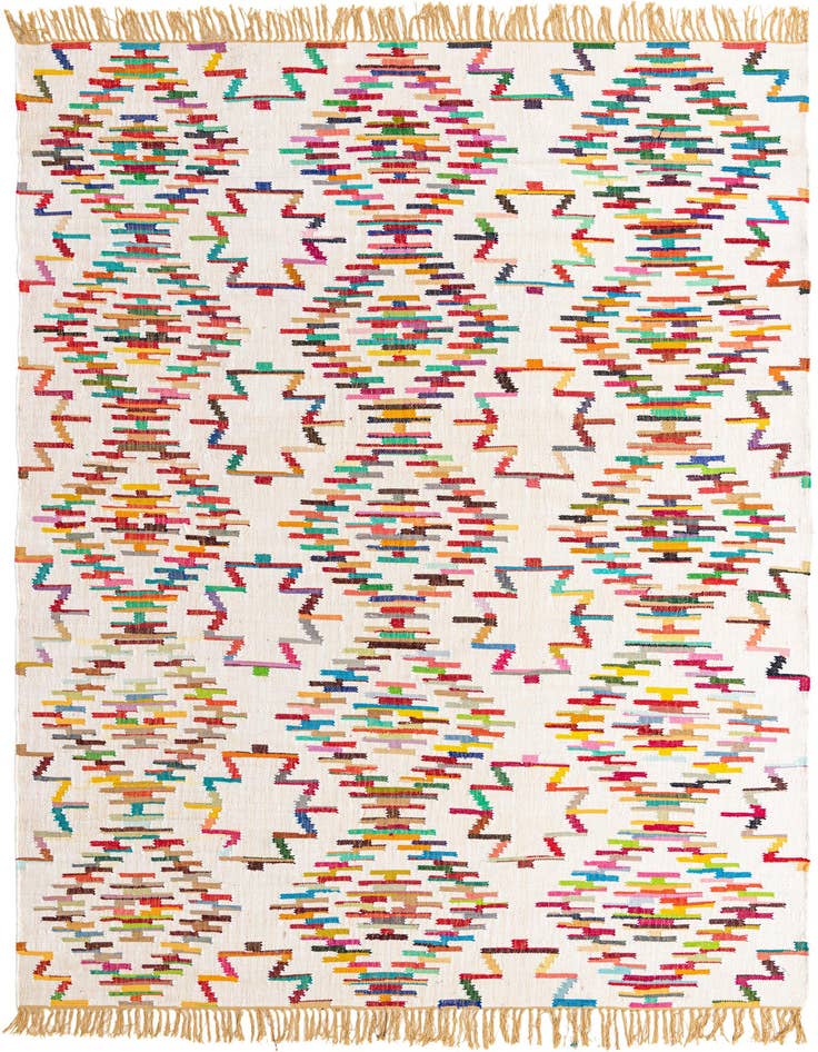 Detail image of 9' x 12' Hand Woven Chindi Trellis Rug