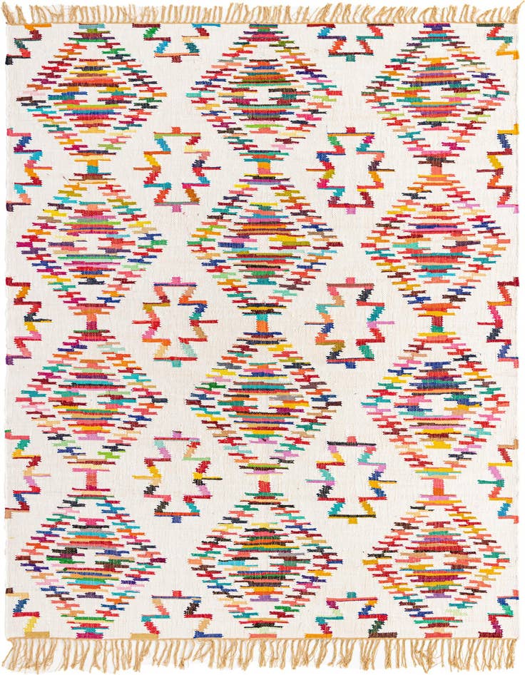 Detail image of 8' x 11' Hand Woven Chindi Trellis Rug