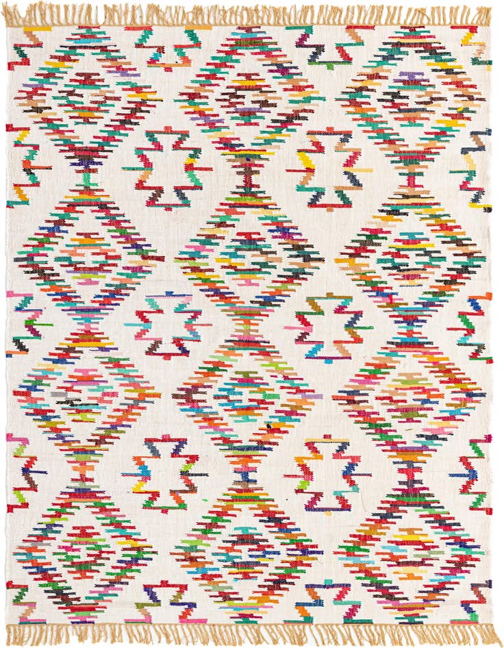 Detail image of 7' 1 x 10' Hand Woven Chindi Trellis Rug