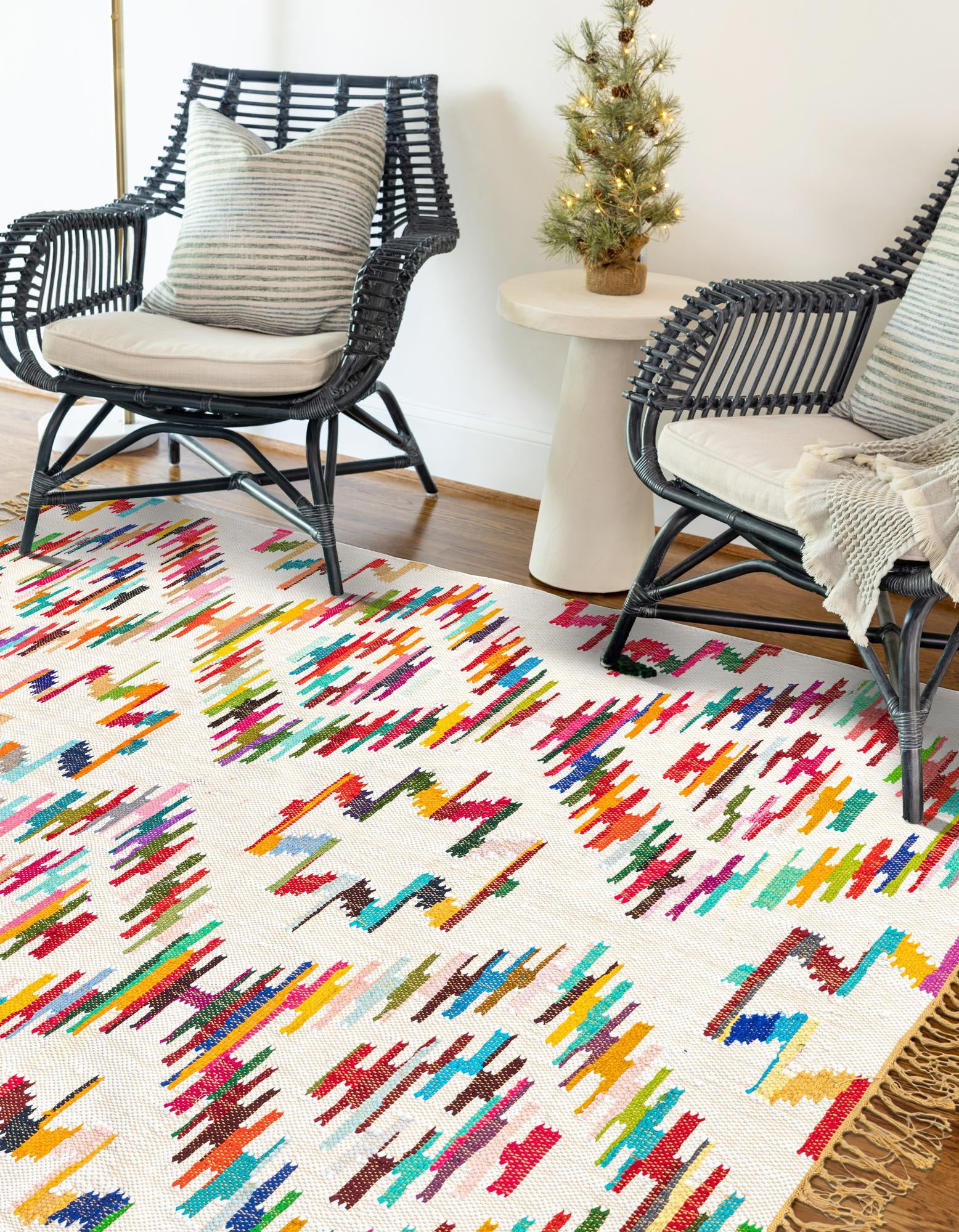 Custom Multi  Hand Woven Chindi Trellis Rug