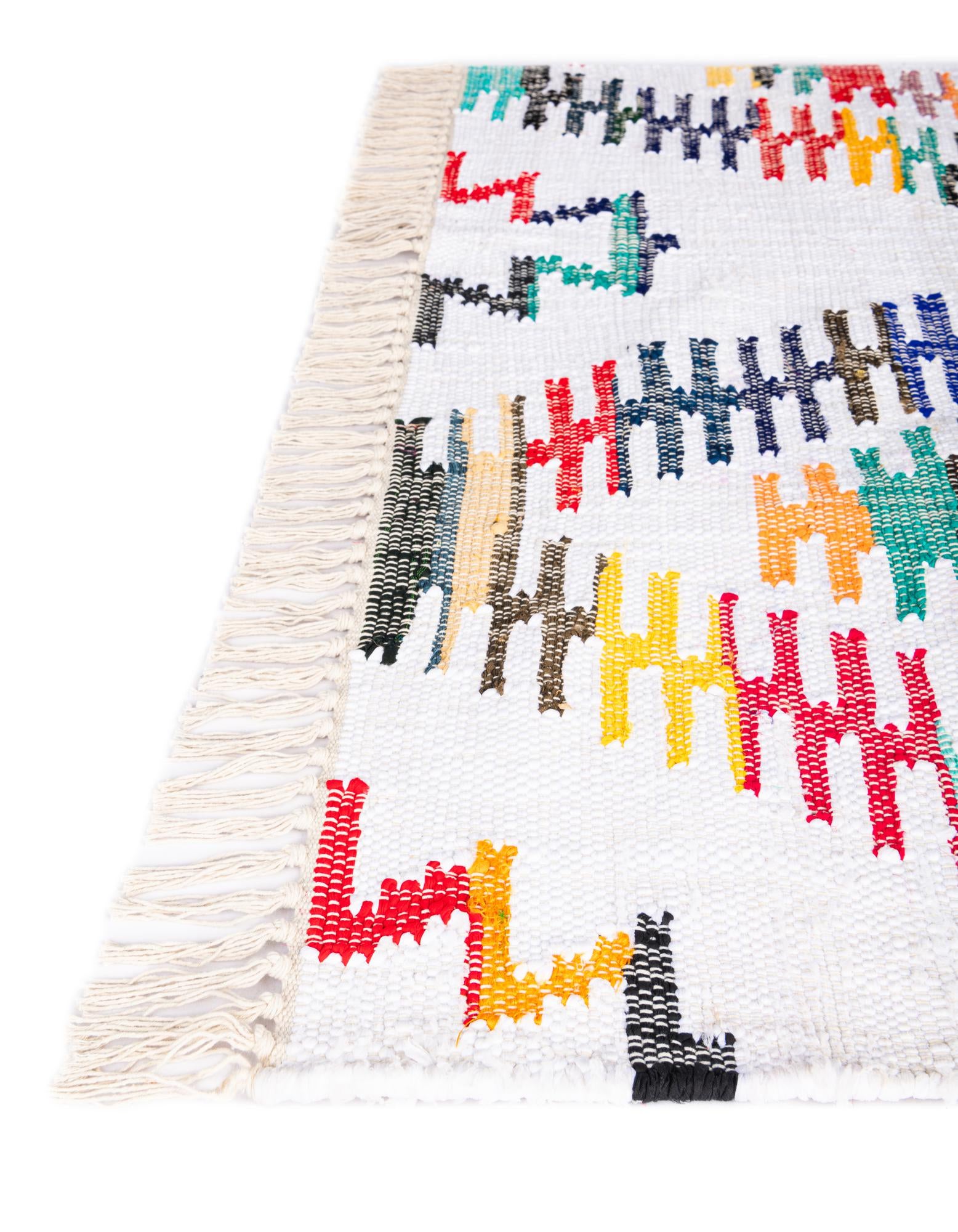 7' 1 x 10' Hand Woven Chindi Trellis Rug