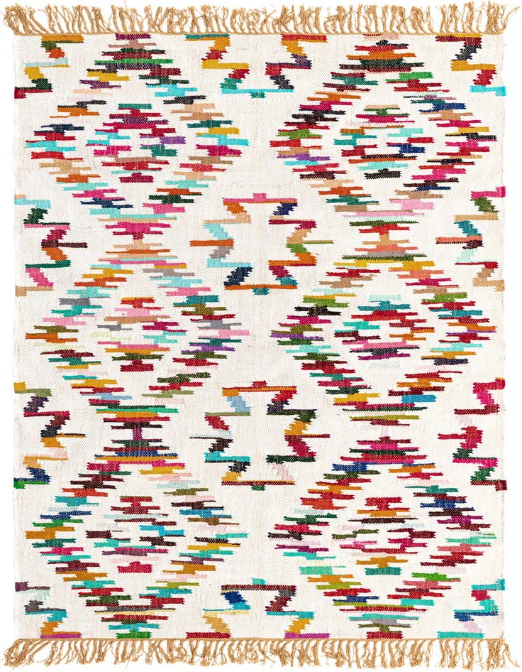 Detail image of 5' 1 x 8' Hand Woven Chindi Trellis Rug