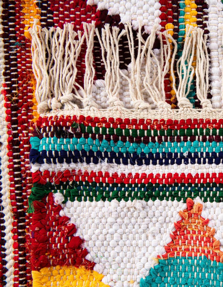 Detail image of Custom Multi Hand Woven Chindi Trellis Rug