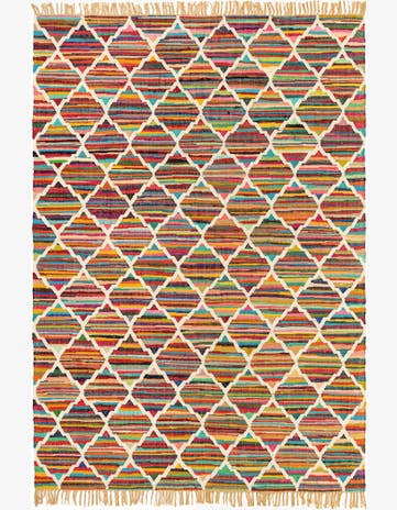 Hand Woven Chindi Trellis Rug