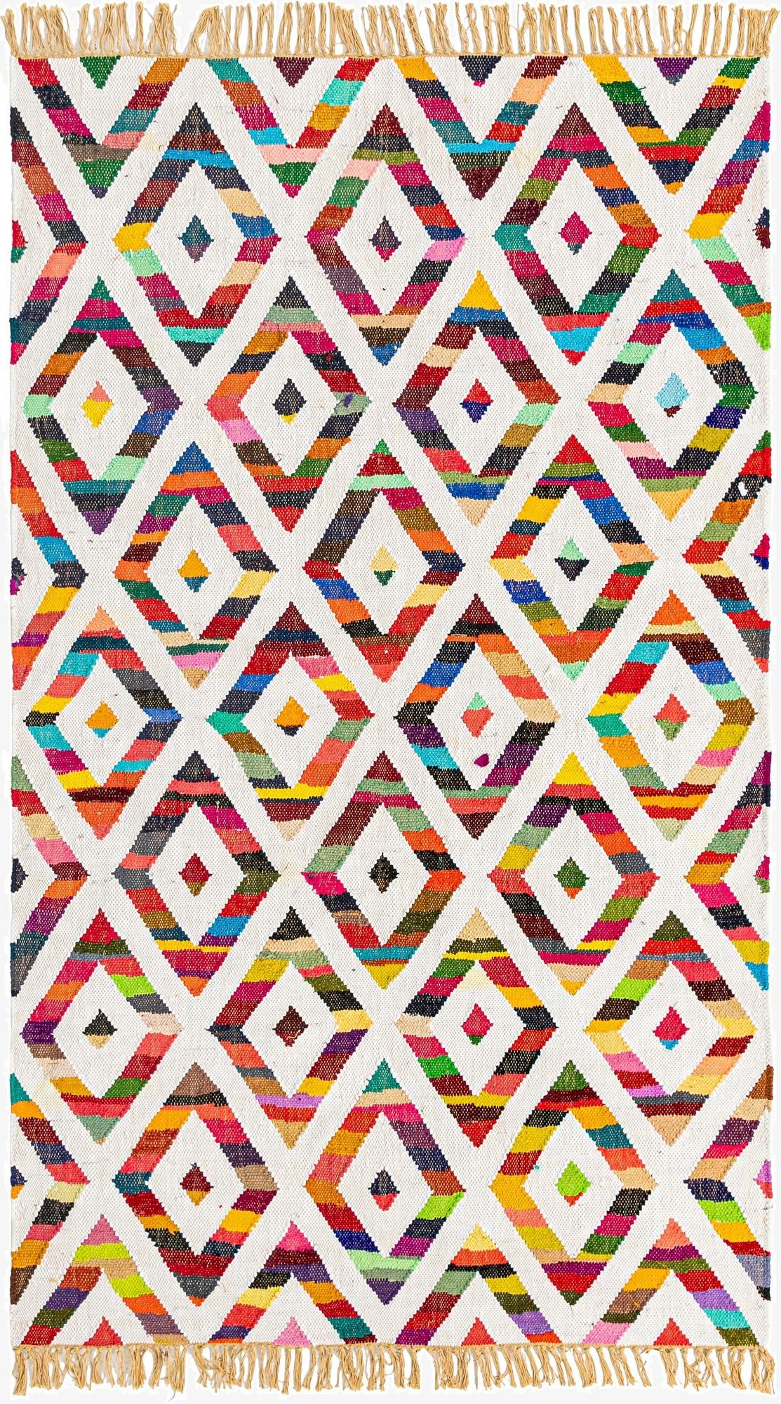 5' 1 x 8'  Hand Woven Chindi Trellis Rug