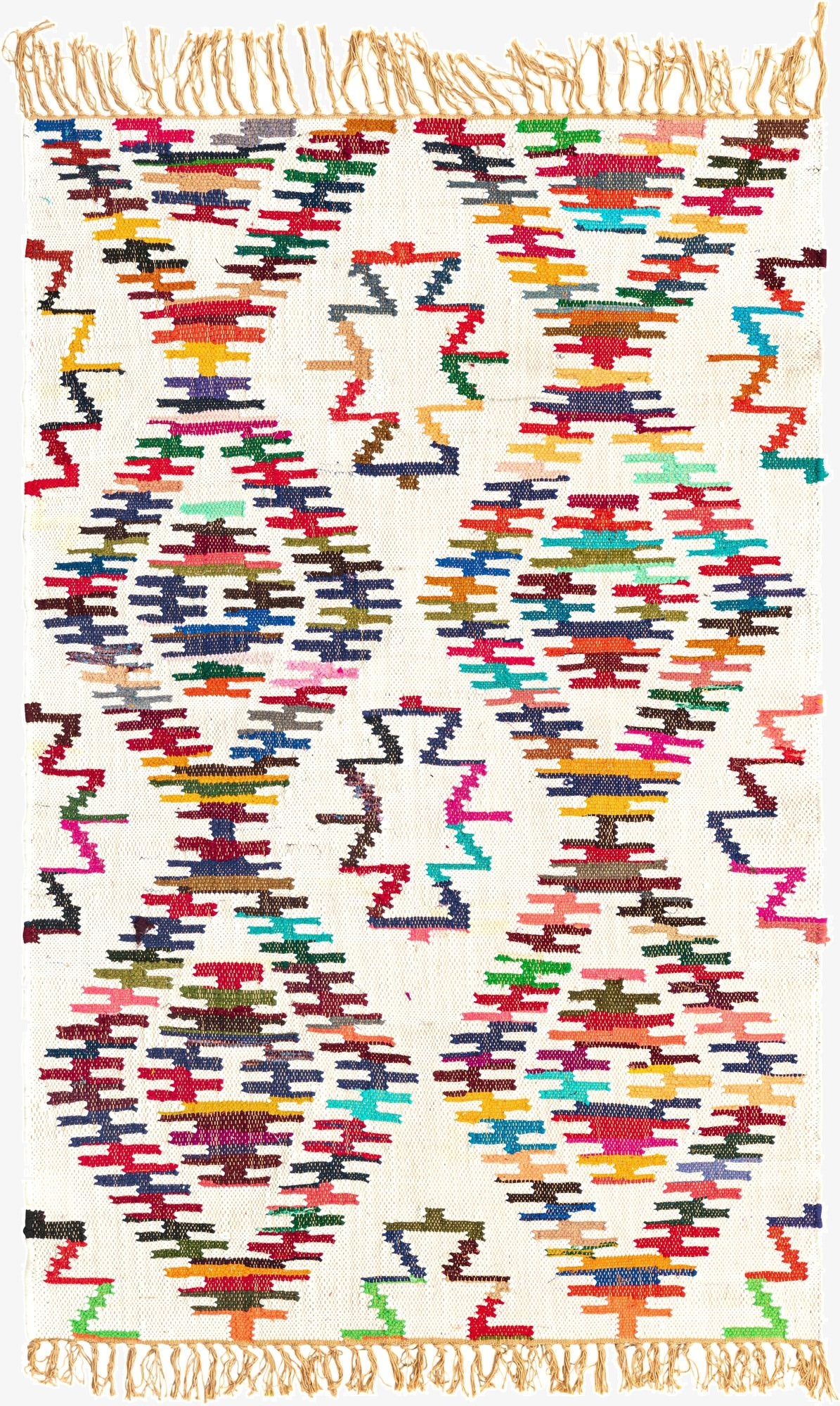 4' 1 x 6' 1  Hand Woven Chindi Trellis Rug