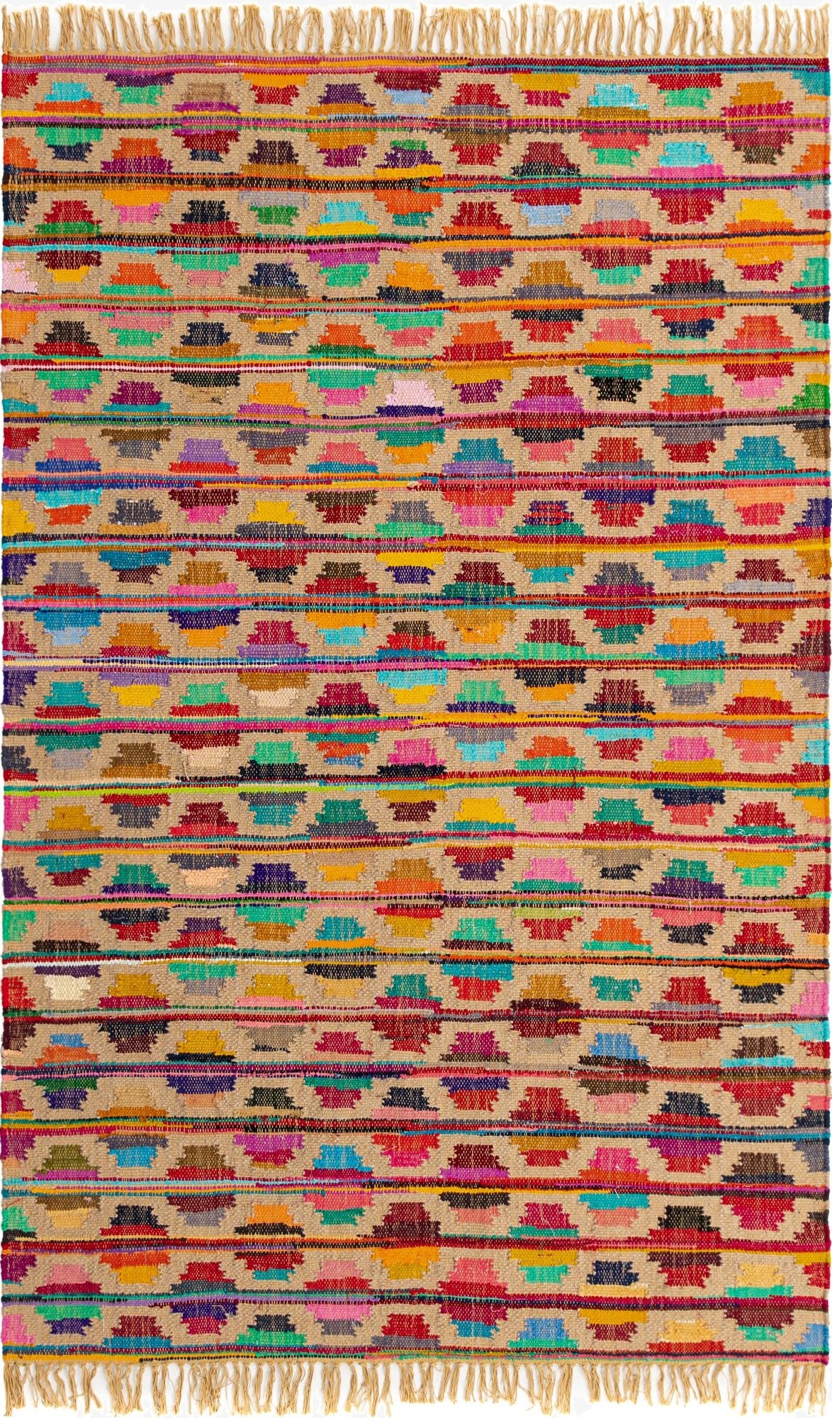 5' 1 x 8'  Hand Woven Chindi Trellis Rug