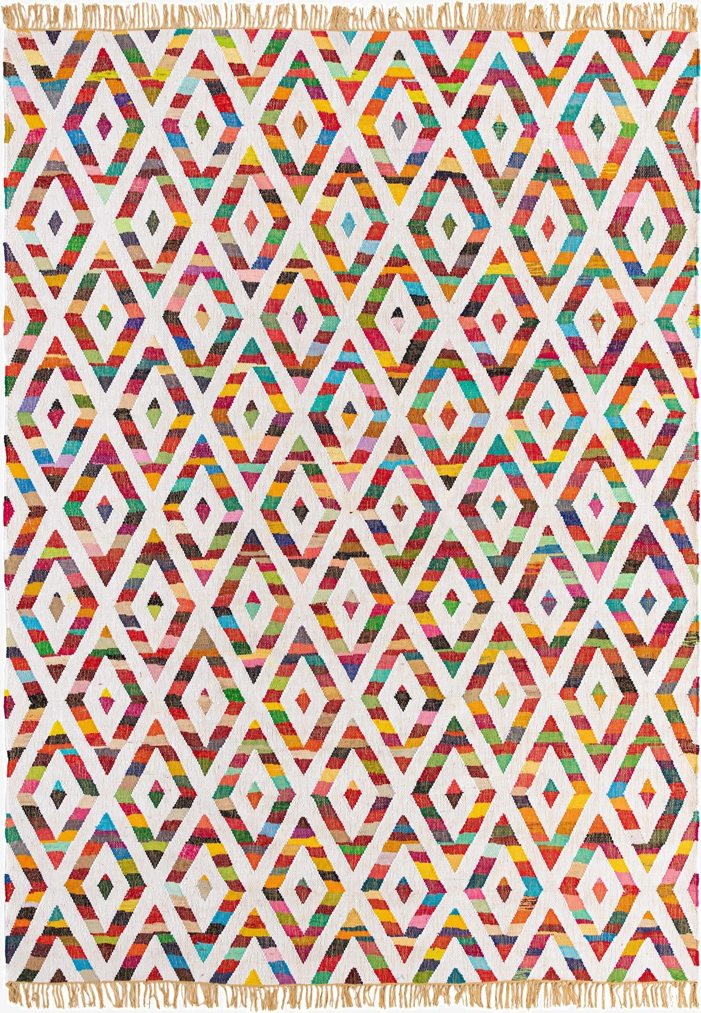 9' x 12'  Hand Woven Chindi Trellis Rug