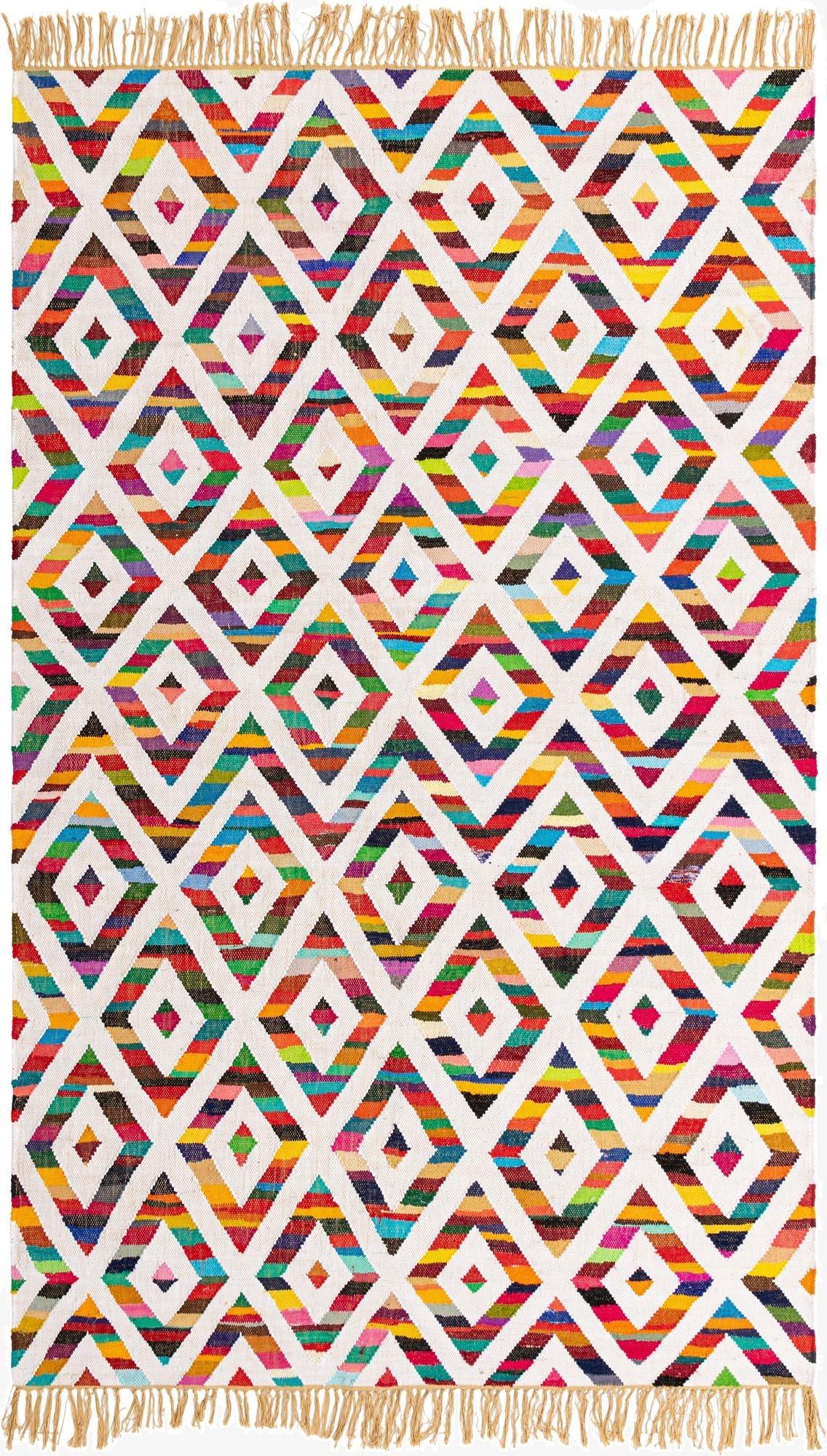 7' 1 x 10'  Hand Woven Chindi Trellis Rug