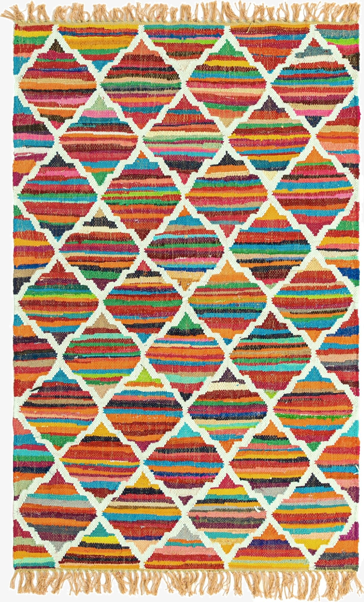 4' 1 x 6' 1  Hand Woven Chindi Trellis Rug