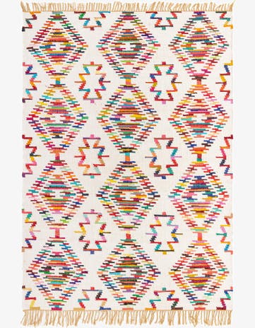 8' x 11' Hand Woven Chindi Trellis Rug