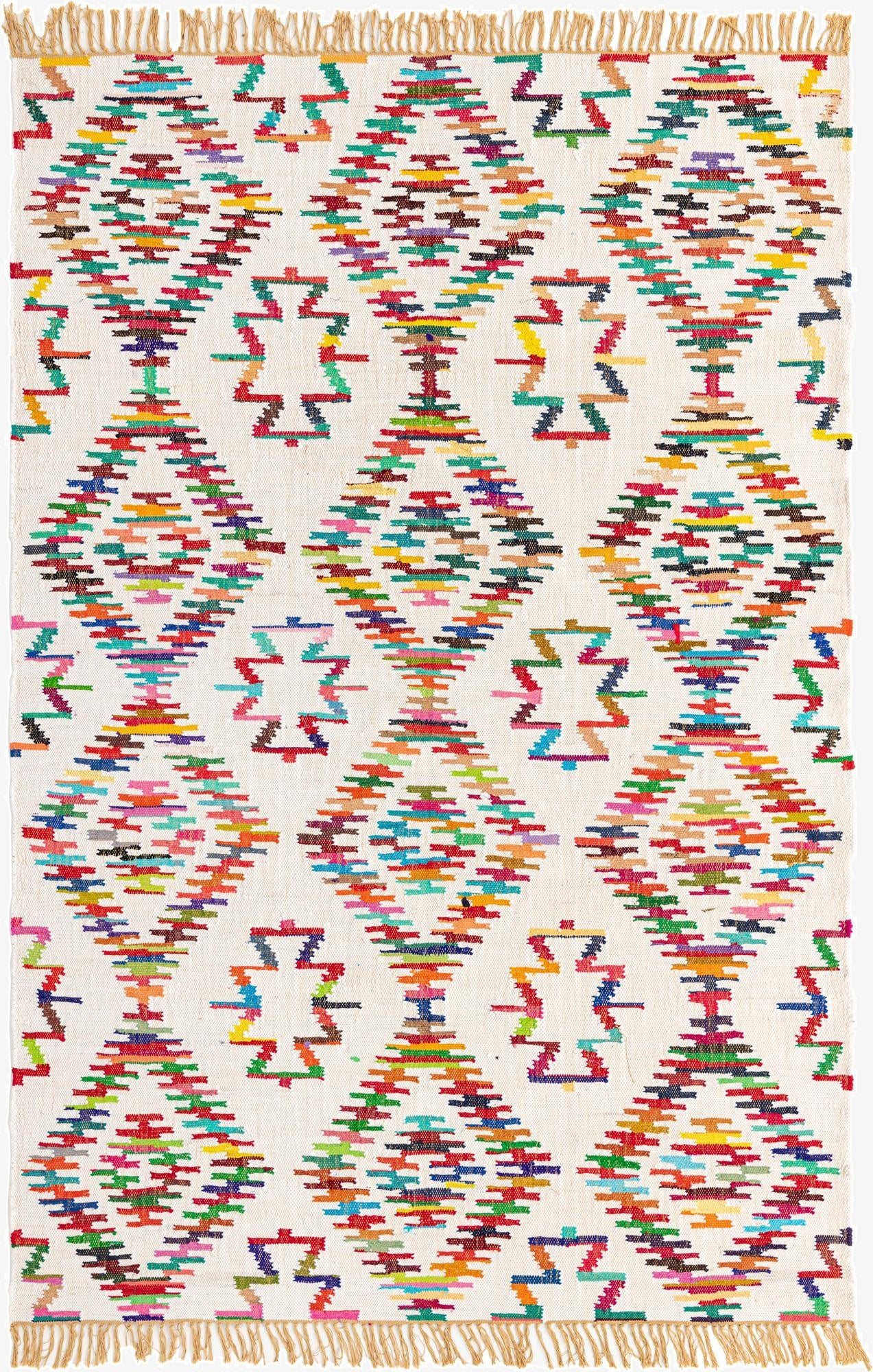 7' 1 x 10'  Hand Woven Chindi Trellis Rug