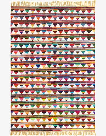 7' 1 x 10' Hand Woven Chindi Trellis Rug