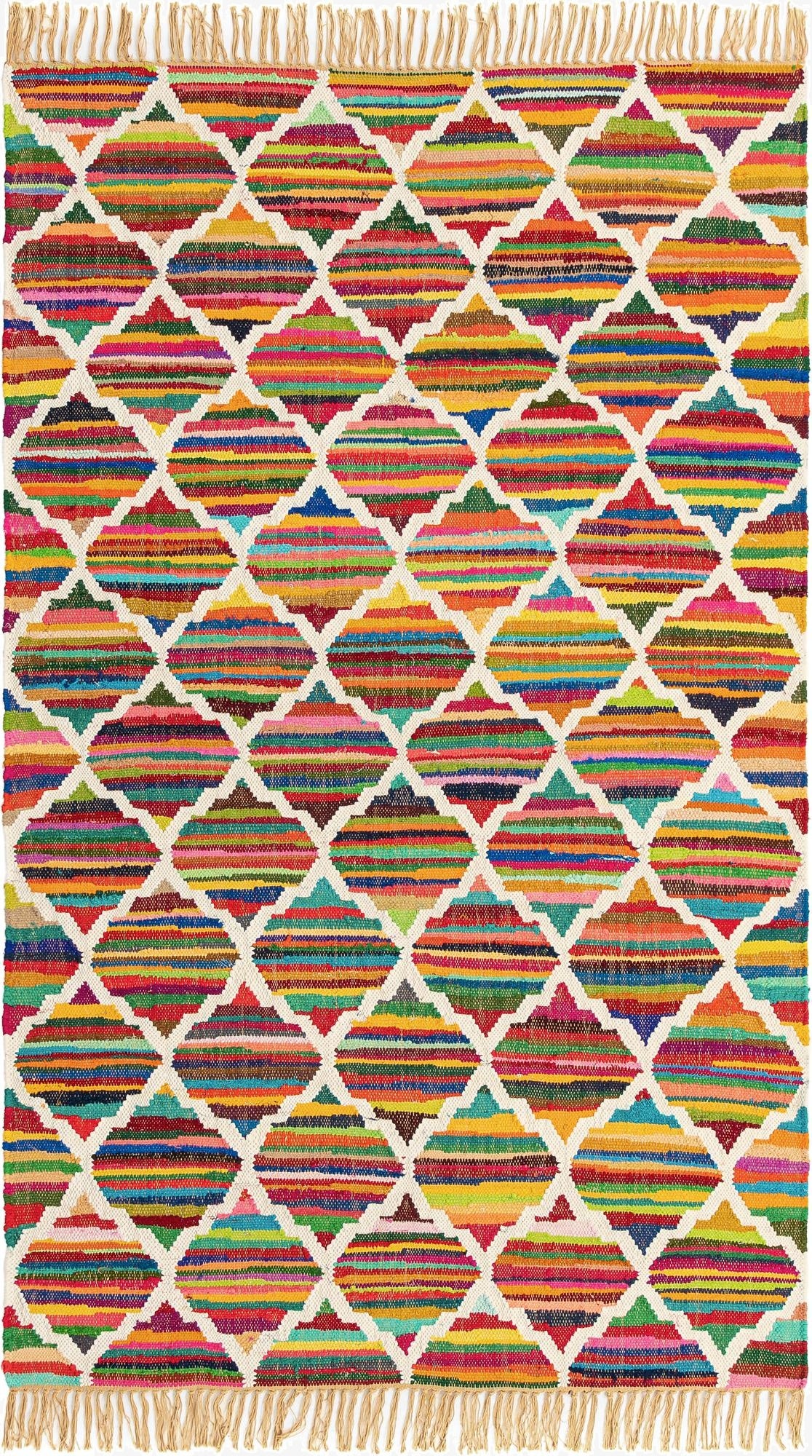 Primary image 5' 1 x 8'  Hand Woven Chindi Trellis Rug