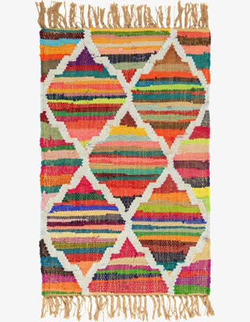 2' x 3' 1 Hand Woven Chindi Trellis Rug