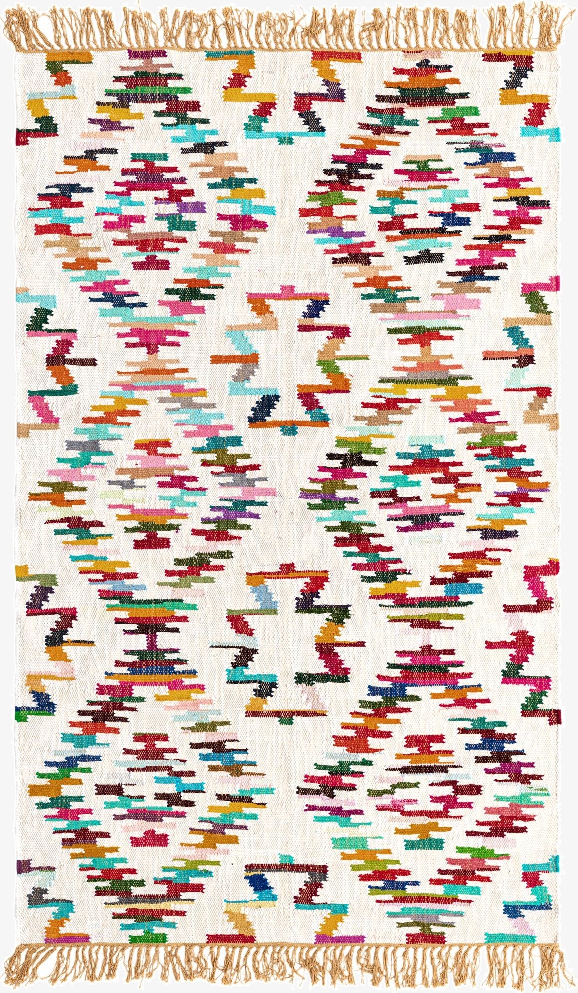 Primary image 5' 1 x 8'  Hand Woven Chindi Trellis Rug