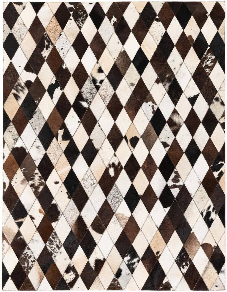 Detail image of 4' 1 x 5' 10 Cowhide & Leather Rug