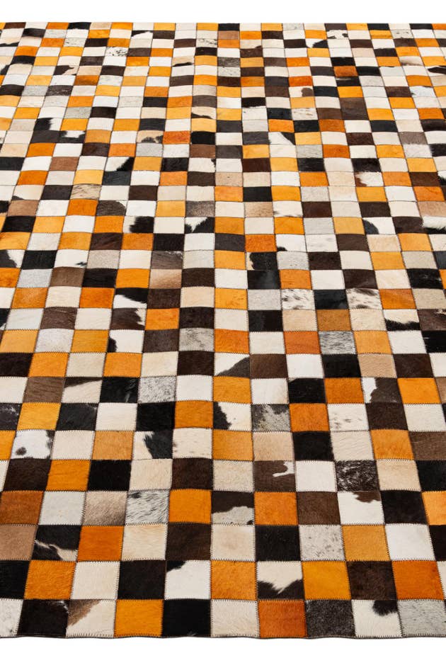 Detail image of 8' 1 x 9' 11 Cowhide - Patchwork Rug
