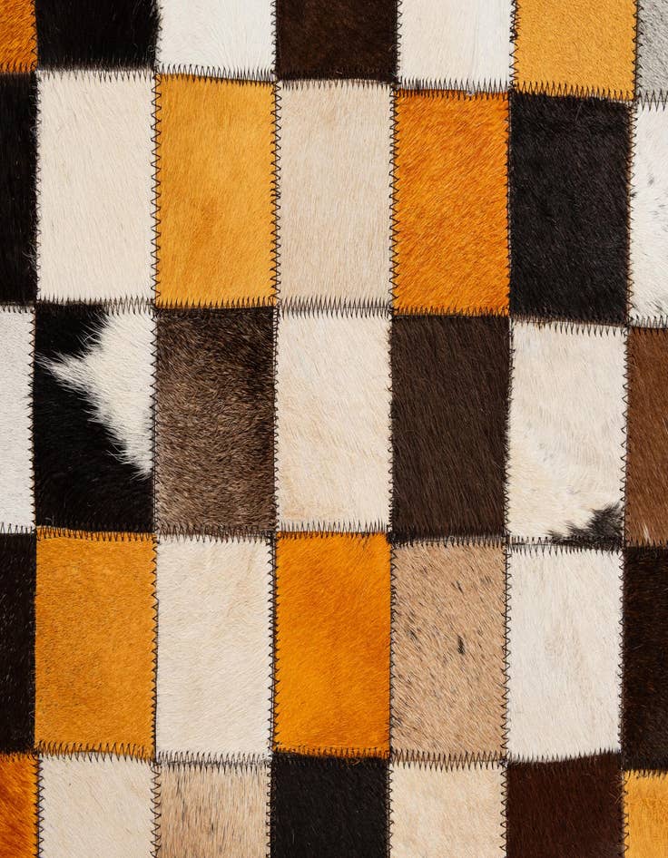 Detail image of 8' 1 x 9' 11 Cowhide - Patchwork Rug