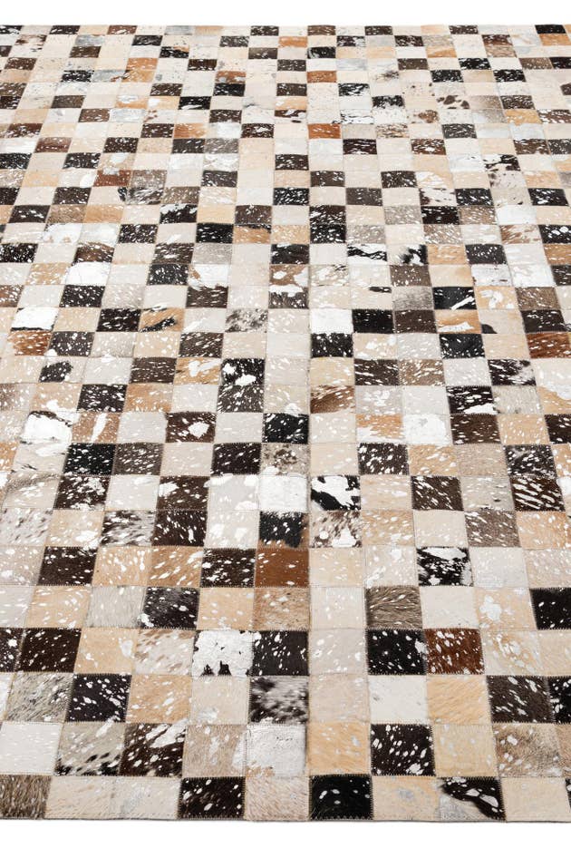 Detail image of 8' 1 x 9' 9 Cowhide - Patchwork Rug