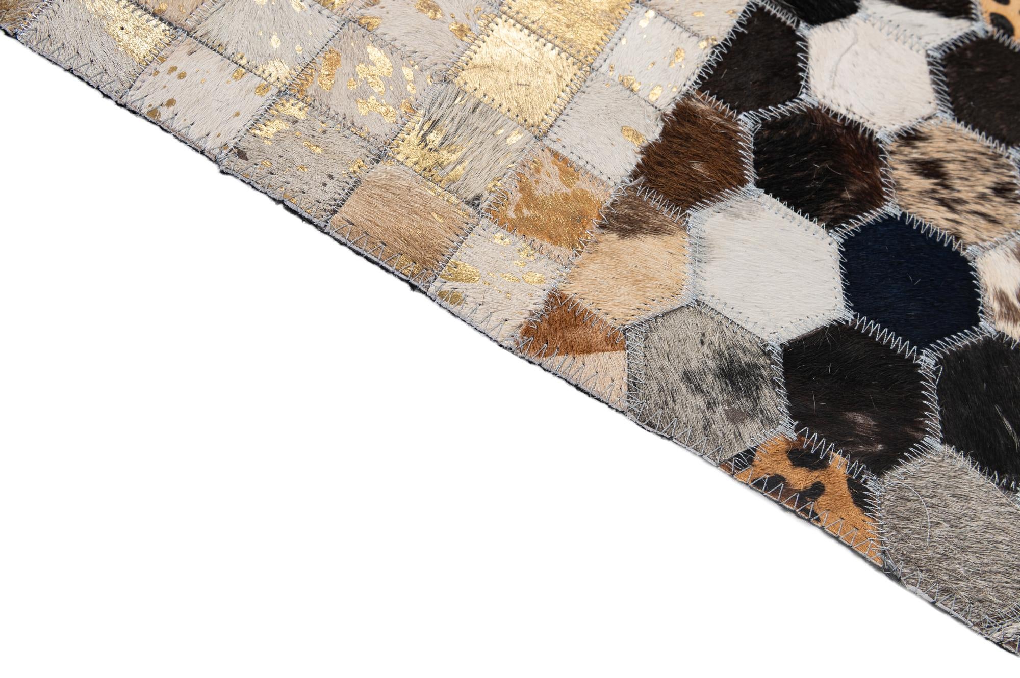4' 11 x 8' 1 Cowhide - Patchwork Rug