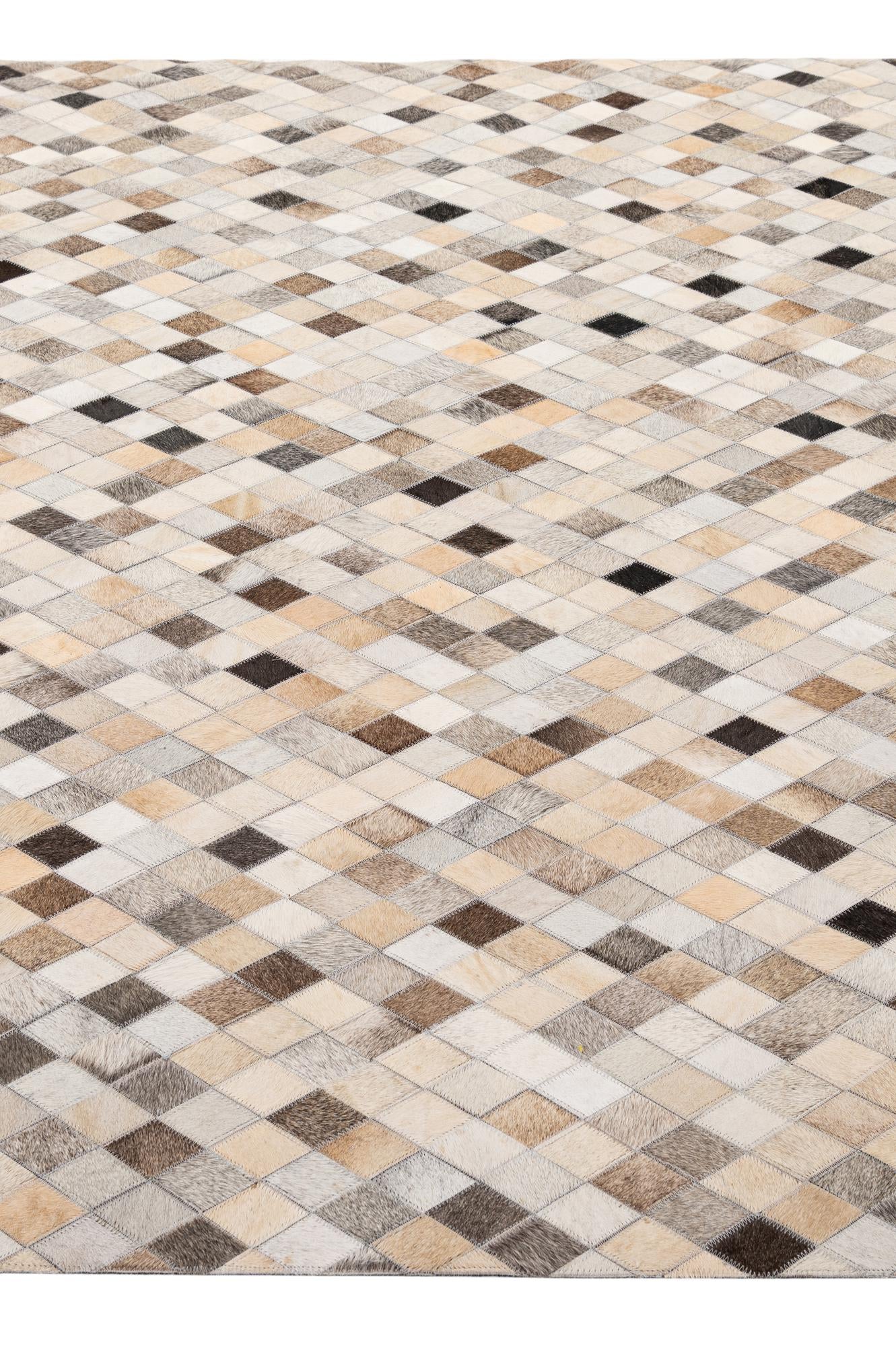 5' 8 x 8' Cowhide - Patchwork Rug
