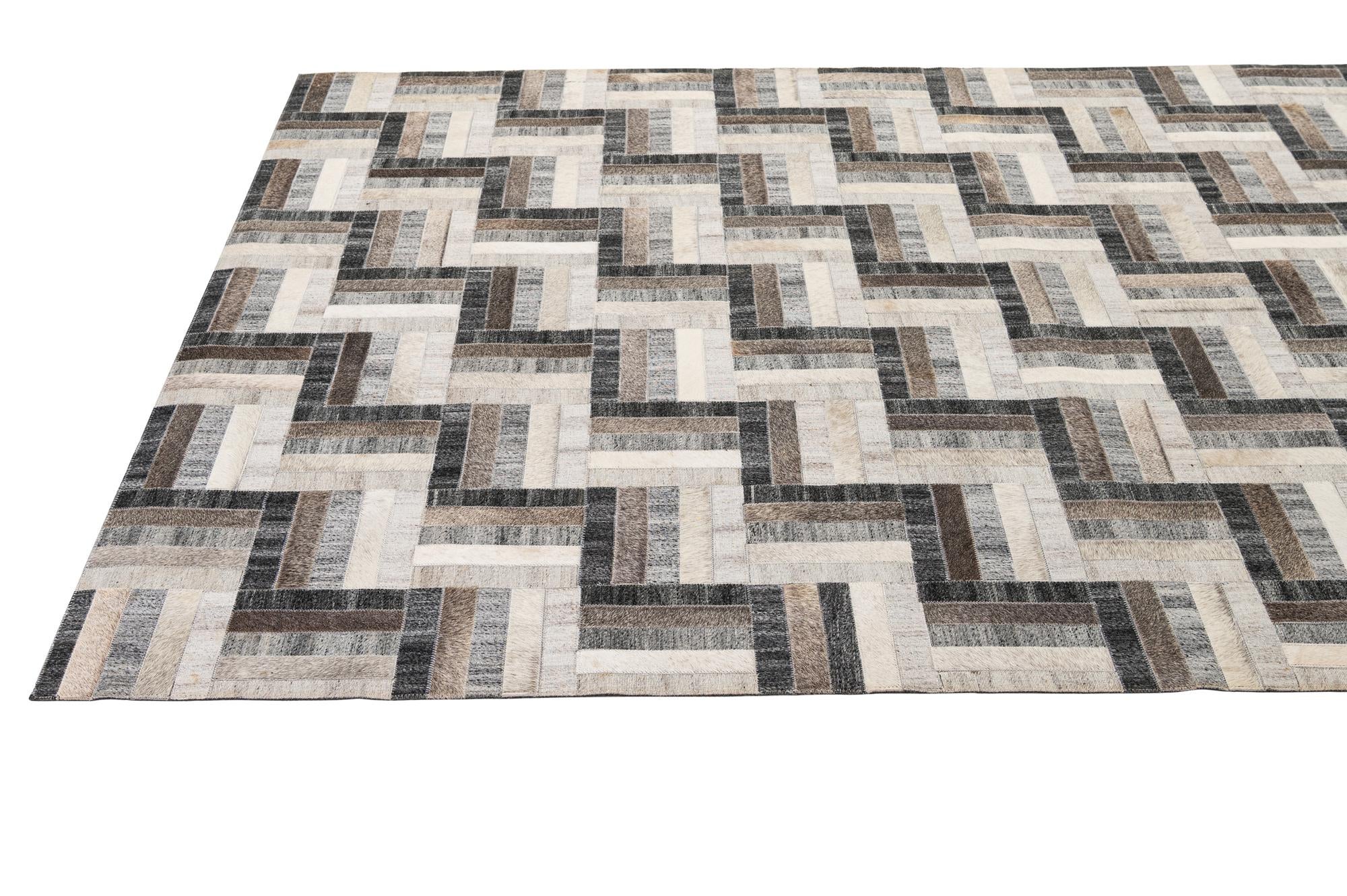 5' 3 x 7' 5 Cowhide - Patchwork Rug