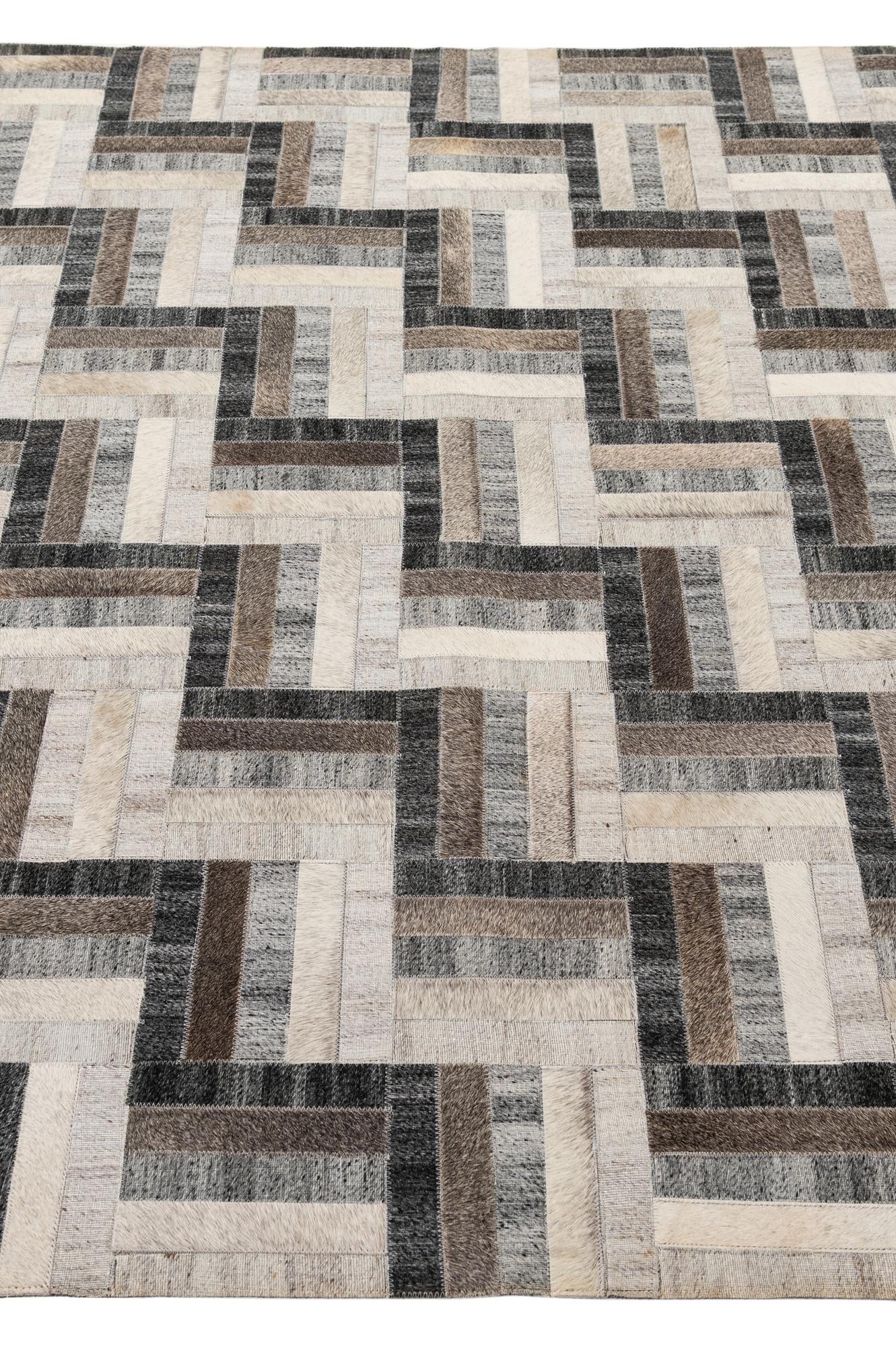 5' 3 x 7' 5 Cowhide - Patchwork Rug