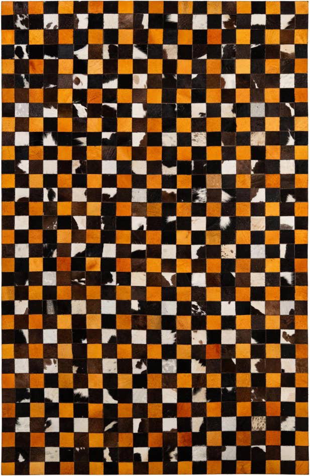 Detail image of 5' 2 x 8' Cowhide - Patchwork Rug