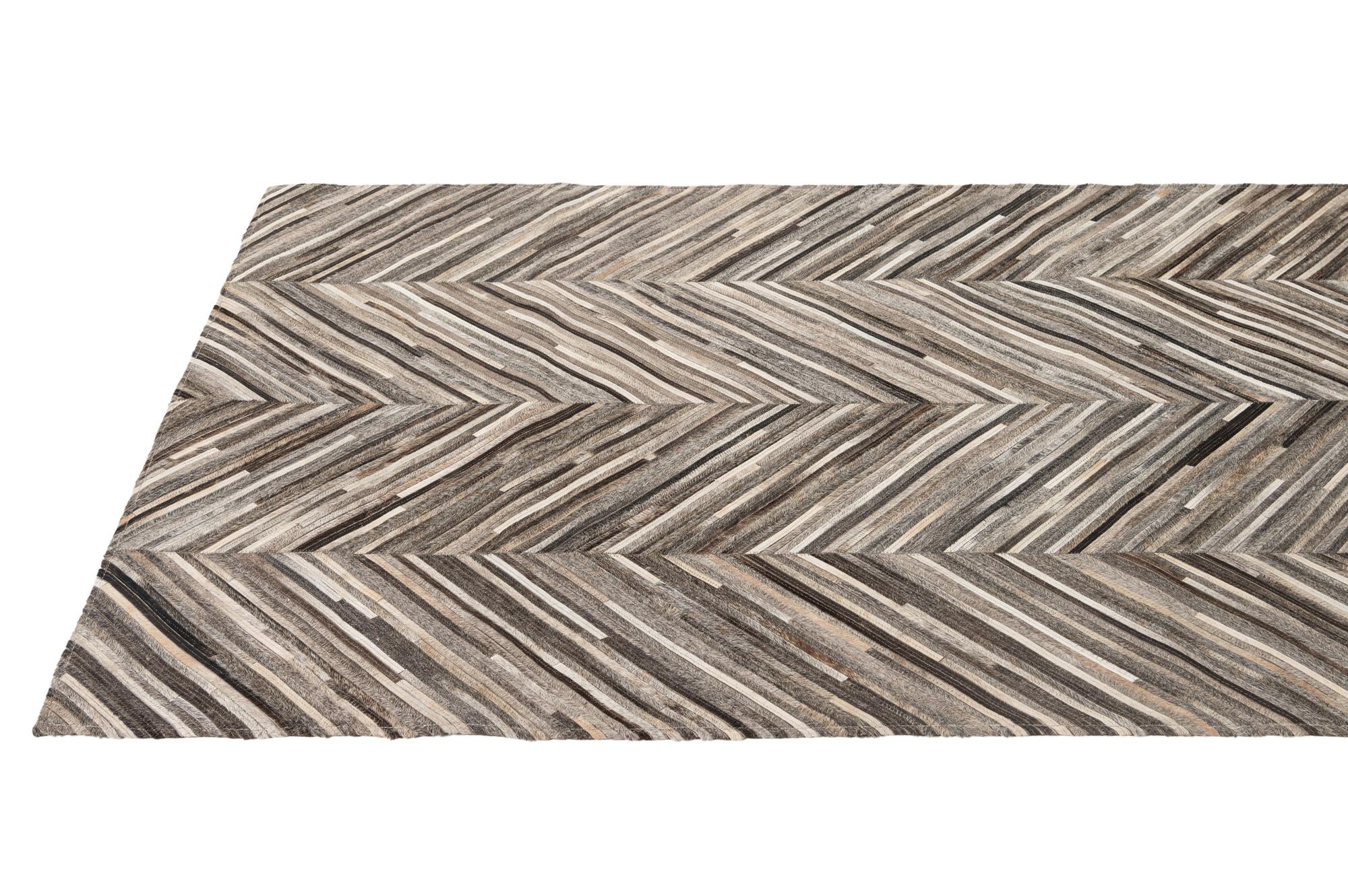 4' 1 x 6' 2 Cowhide - Patchwork Rug