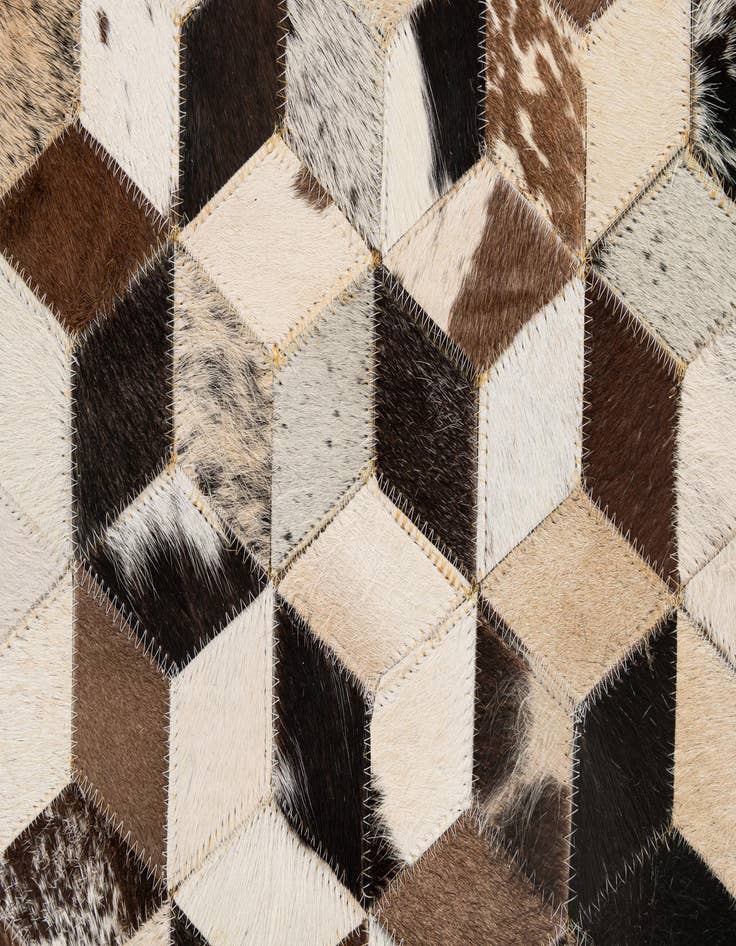 Detail image of 4' 1 x 5' 11 Cowhide - Patchwork Rug