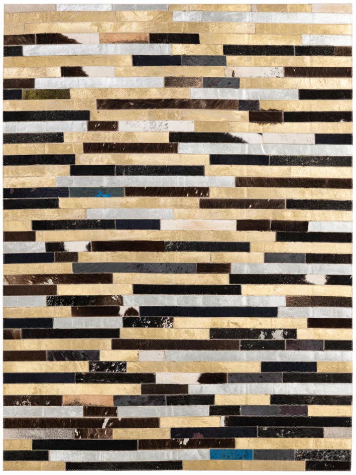 Detail image of 4' 1 x 5' 5 Cowhide - Patchwork Rug
