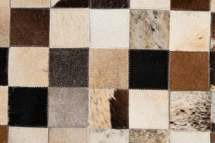 Detail image of 4' 1 x 6' Cowhide - Patchwork Rug