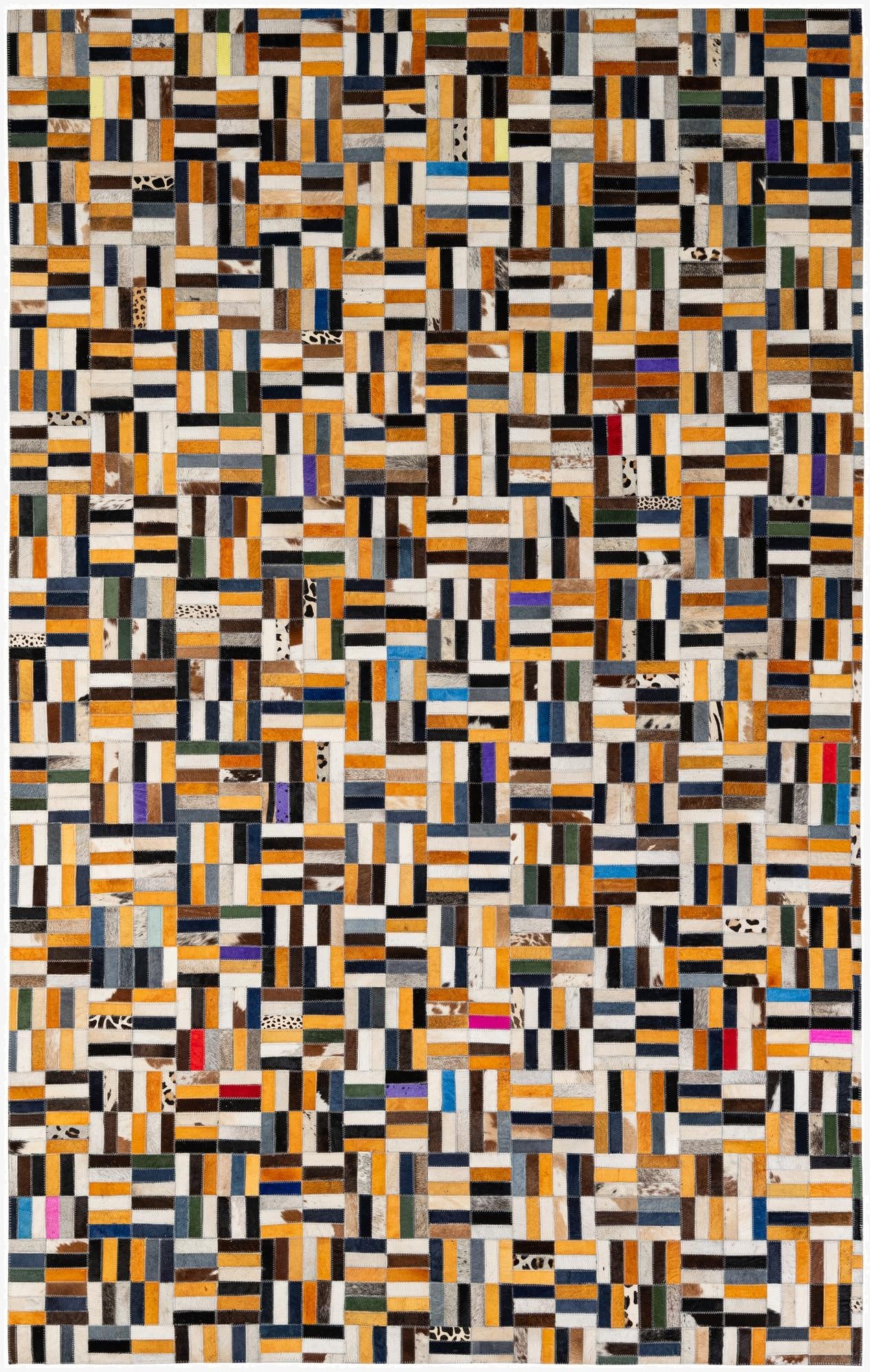 5' 1 x 8' Cowhide - Patchwork Rug