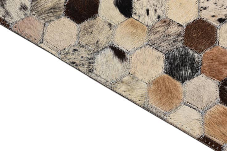 Detail image of 5' 1 x 8' Cowhide Leather Rug
