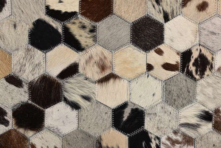 5' 2 x 8' Cowhide Leather Rug
