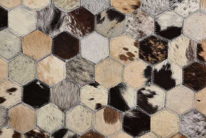 5' 2 x 8' 1 Cowhide Leather Rug